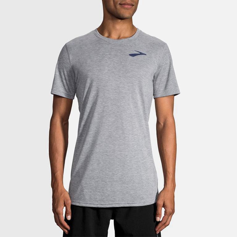 Brooks Distance Graphic Mens Short Sleeve Running Shirt - Grey - Philippines (859340FWA)